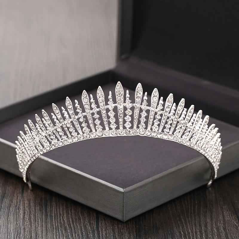 Fashion Diverse Bride Rhinestone Tiaras Crowns Silver Color Crystal Wedding Crown Headpiece Baroque Women Hair Jewelry Diadem