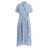 Shop   Women China Collar Half Open One Mile Short Sleeve Long Dress Pic Wdr 119