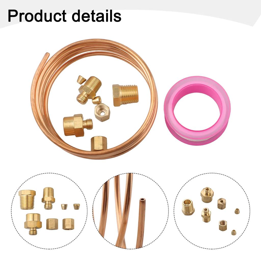 72 Inch Mechanical Oil Pressure Gauge Tubing Kit Copper Oil Pressure Gauge Line Tubing Kit 1/8 Diameter With1/4''/8''NPT