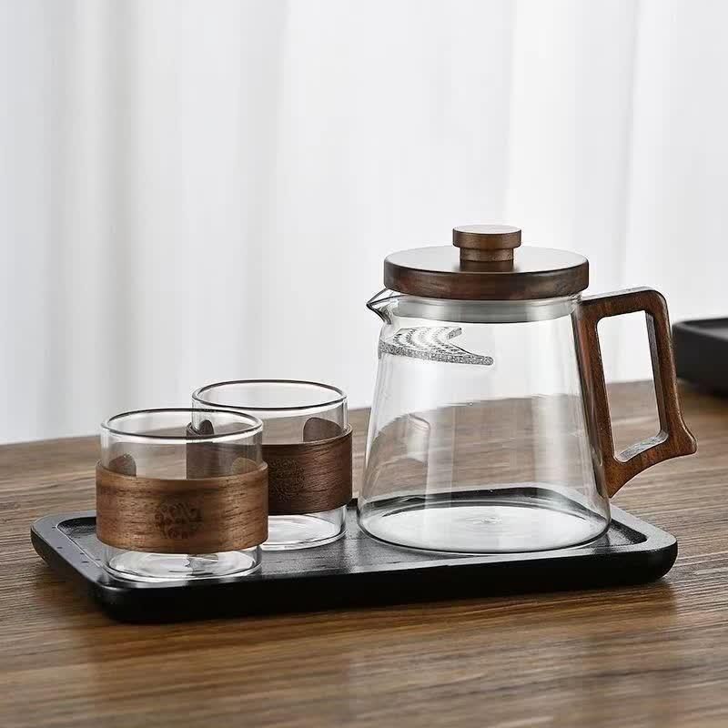 Glass Teapot & Infuser Set with Wooden Handle