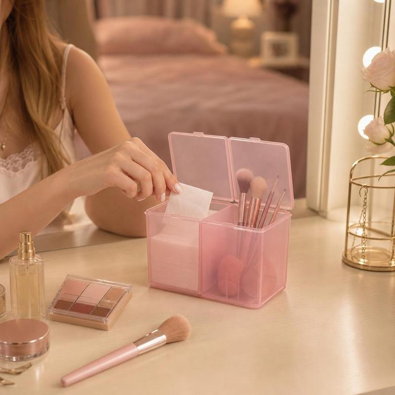 1pc Nail Storage Box Double Grille Dust Proof Belt Cover Cotton Sheet Napkin Storage Box Nail Accessories Finishing