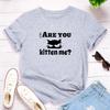 Are You Kitten Me Cat Head Print Women T Shirt Short Sleeve O Neck Loose Women Tshirt Ladies Tee Shirt Tops Camisetas Mujer