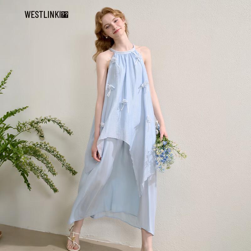 

Летнее платье Xiyu во французском стиле с халтер-вырезом M