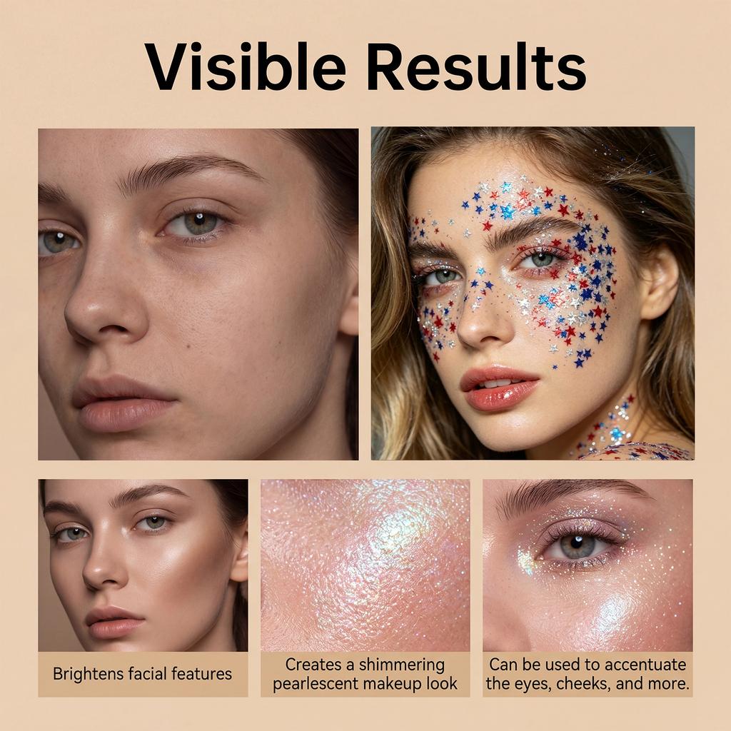 Star Glitter Makeup Stick, Highlighter Stick for Eyes and Face, Glitter Body