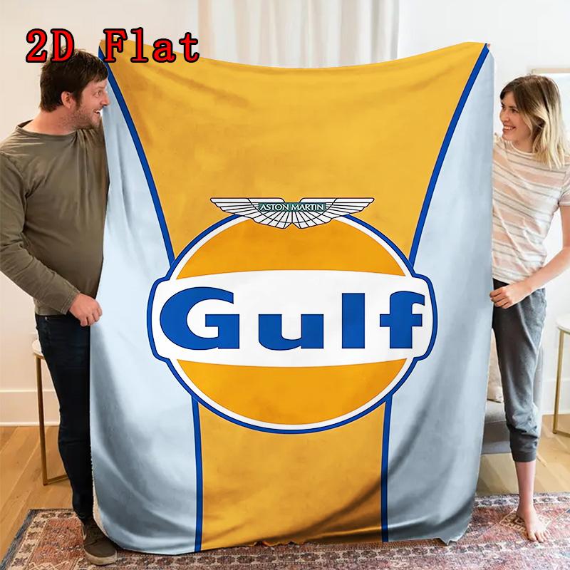Vintage Gulf Oil Logo 2D Flat Pattern Flannel Blanket High quality All Seasons Warmth and Comfort Perfect for Christmas Gifts.MMT0918209