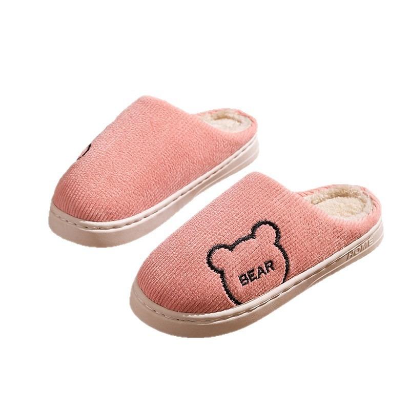 Cotton slippers women's bags and couples thick-bottomed winter confinement home home warm indoor non-slip fluffy slippers men's winter