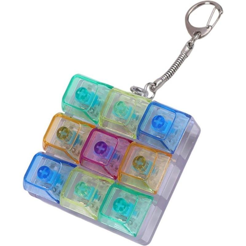 Relaxing DIY 9 Keys Keyboard Fidget Toy, Fidget Clicker Keyboard Fidget Keychain, Button Fidget Gifts for Adults To Relieve Stress and Pass Time