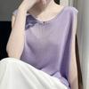 Sommer Neue Mode All Match Rundhals Ärmelloses Top Neues Lockeres Strick-Camisole-Weste Basis-Oberteil Halbarm-Top