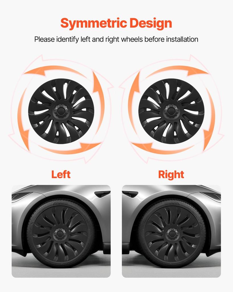 Hubcaps Wheel Covers for 2021-2024 Tesla Model Y, 19 Inch Set of 4 Wheel Rim Cover Hubcaps OEM Style Replacement, R19 Size Snap On Car Hub Caps,