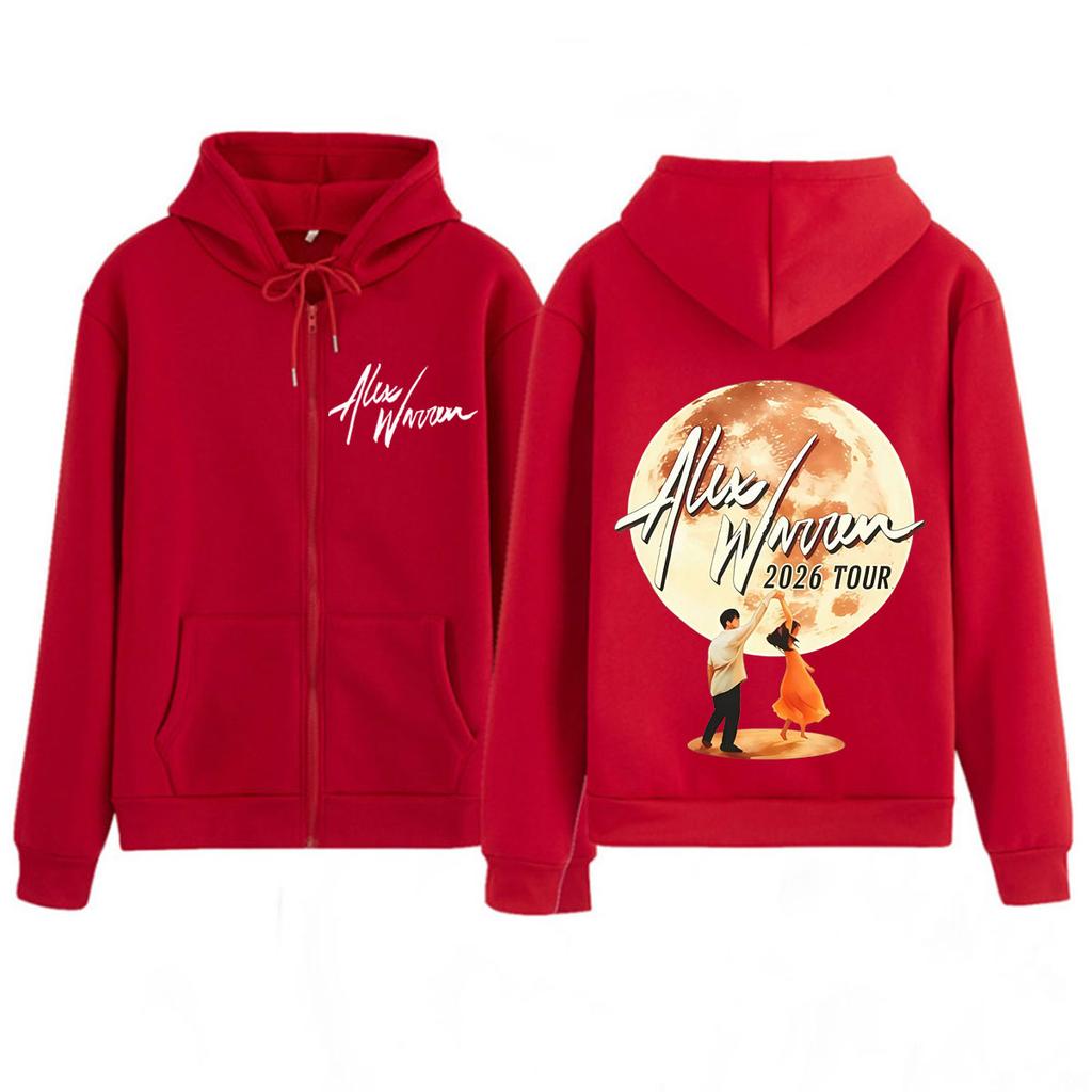 Alex Warren Tour Potisk Mikina na zip Pánská Dámská Módní Mikiny Zimní Volná Ležérní Vintage Zipová Bunda Streetwear