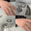 Stylish Adjustable S925 Silver Couple Rings Featuring Retro Broken Accents Zircon