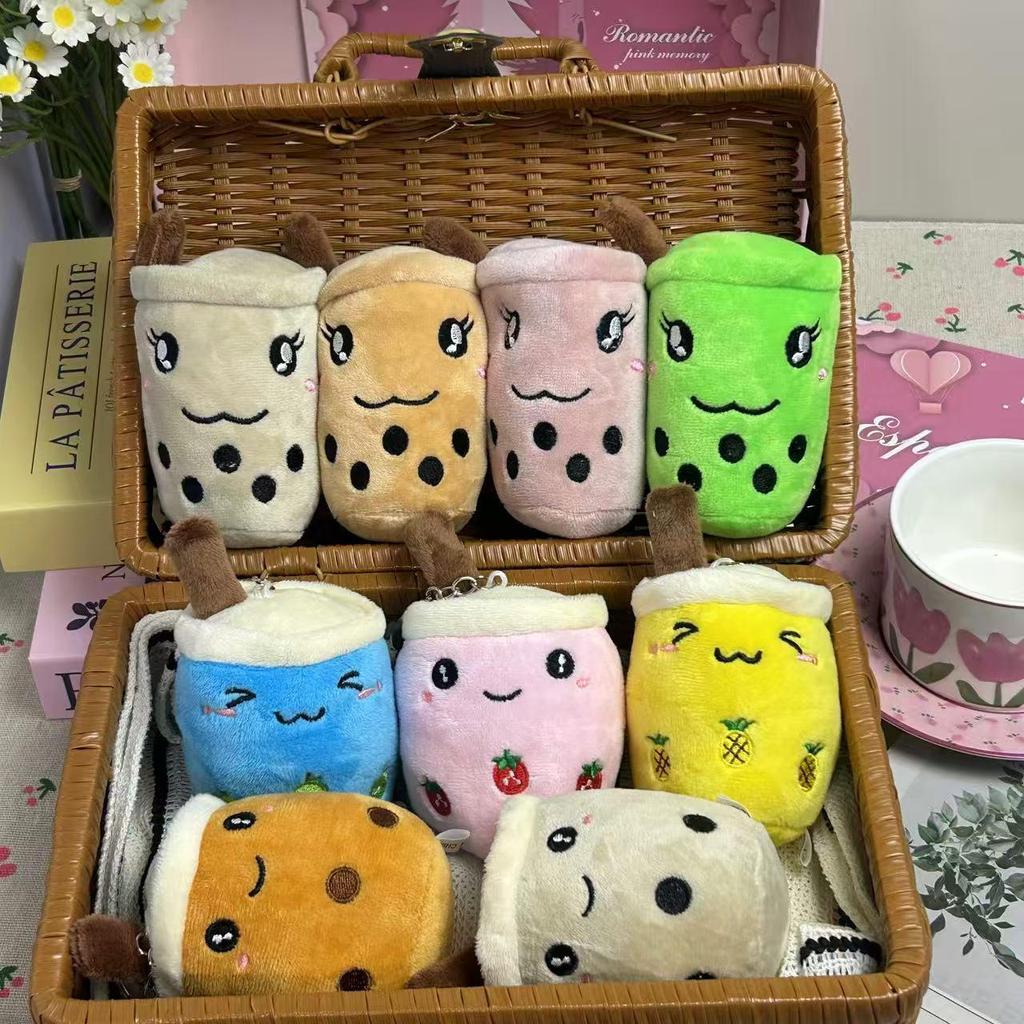 Adorable Milk Tea Cup Plush Keychain Doll