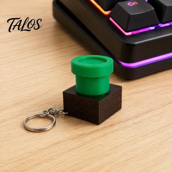 Stress Relief Clicker Toy 3D Printed Water Pipe with Keychain, Finger Pocket Fidget Toy, Mini Keyring for Backpack Charm Device