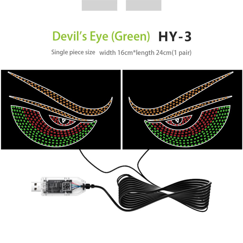 Car Devil's Eye, Car Lights Blink, Car Rear Window Decoration, Dynamic Display Screen, Emojis, Light Cards, Eye Lights parts