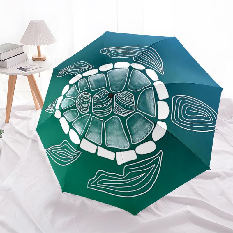 1pc Turtle Shell Pattern Automatic Folding Umbrella - Compact Travel Umbrella with Auto Open/Close 8-Rib Heavy-Duty Shaft for Women/Men -l005