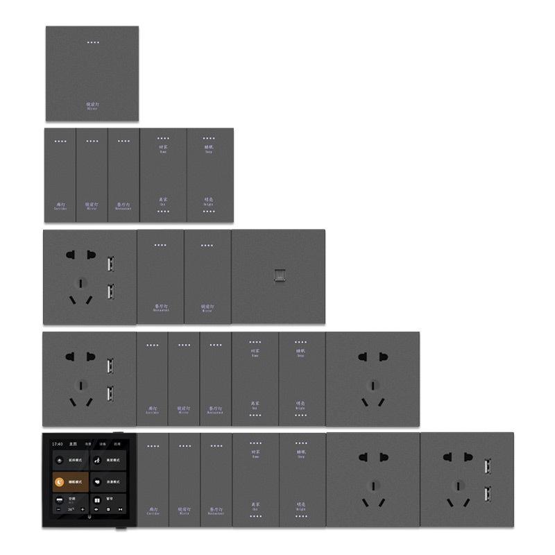 Graffiti Zigbee Smart Switch 4-Gang Voice Control Tuya Panel Gold Glass Four-Gang Single Fire