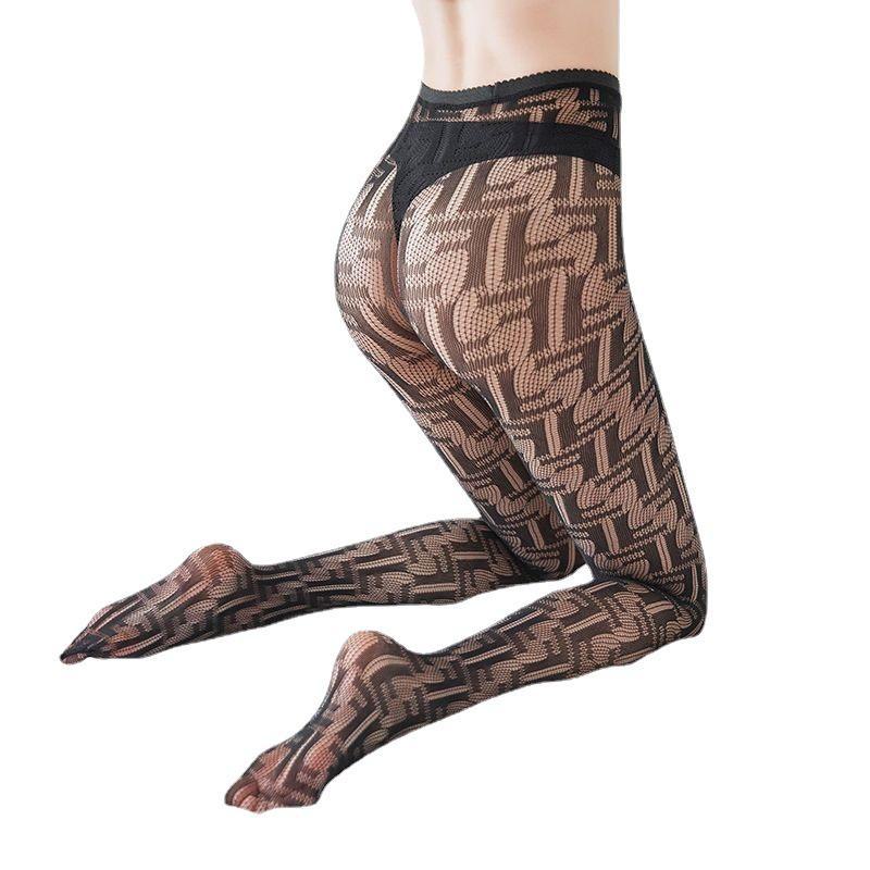 Mörka Spets FF Logotyp Nätstrumpbyxor Leggings