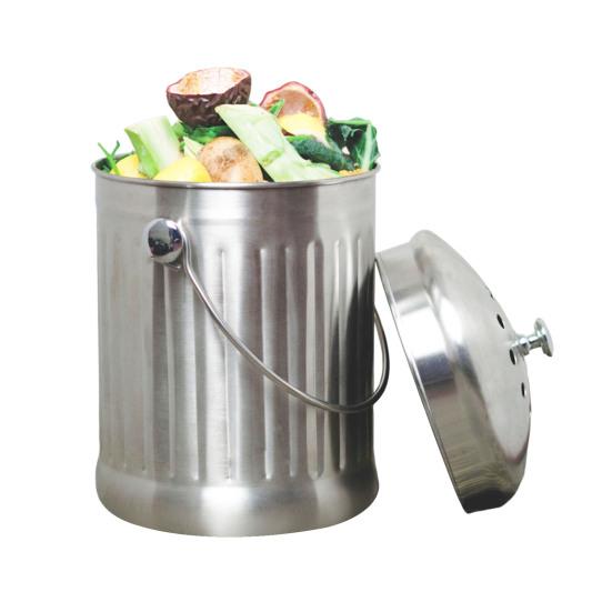 Kitchen Waste Bucket with Lid Turn Waste into Natural Fertilizer Stainless Steel Activated Carbon Filter for Odor Removal Indoor