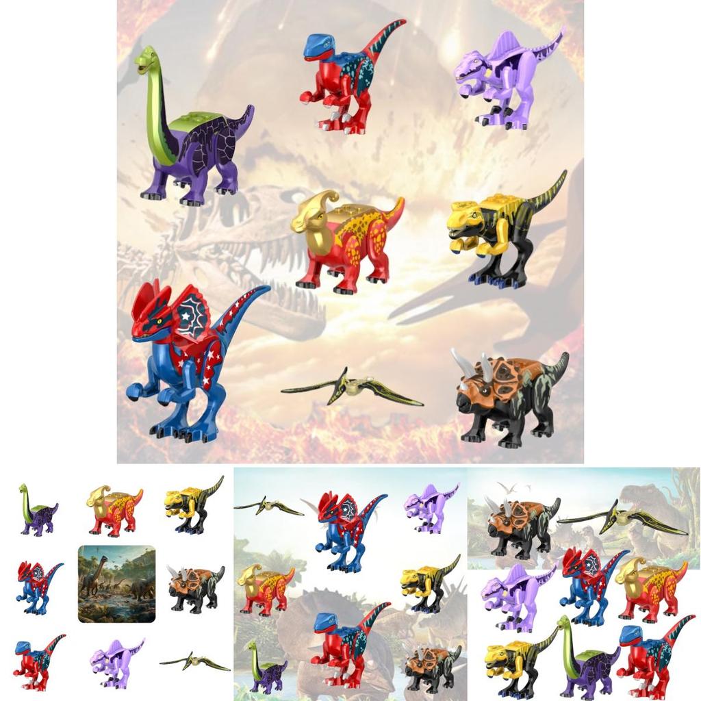 Small Dinosaur Night Light Colorful Jurassic Bagged Dinosaur Assembly Building Blocks Intelligence Toy