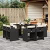 Vidaxl 9-Cz. Gartenmöbel-Set mit Kissen, Schwarz, PE-Rattan