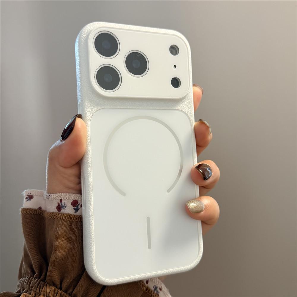 Large Window Magnetic Phone Case for iPhone 17 Pro Max/16 Pro with Lychee Texture iPhone 16