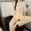 Gentle Tulip Full Print Pajamas Women'S Summer Monsoon Short Sleeves Sweet Wind Loungewear Three-Piece Set