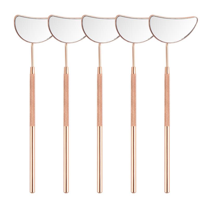 Crescent-shaped Stainless Steel Handheld Mirror for Eyelash Extensions