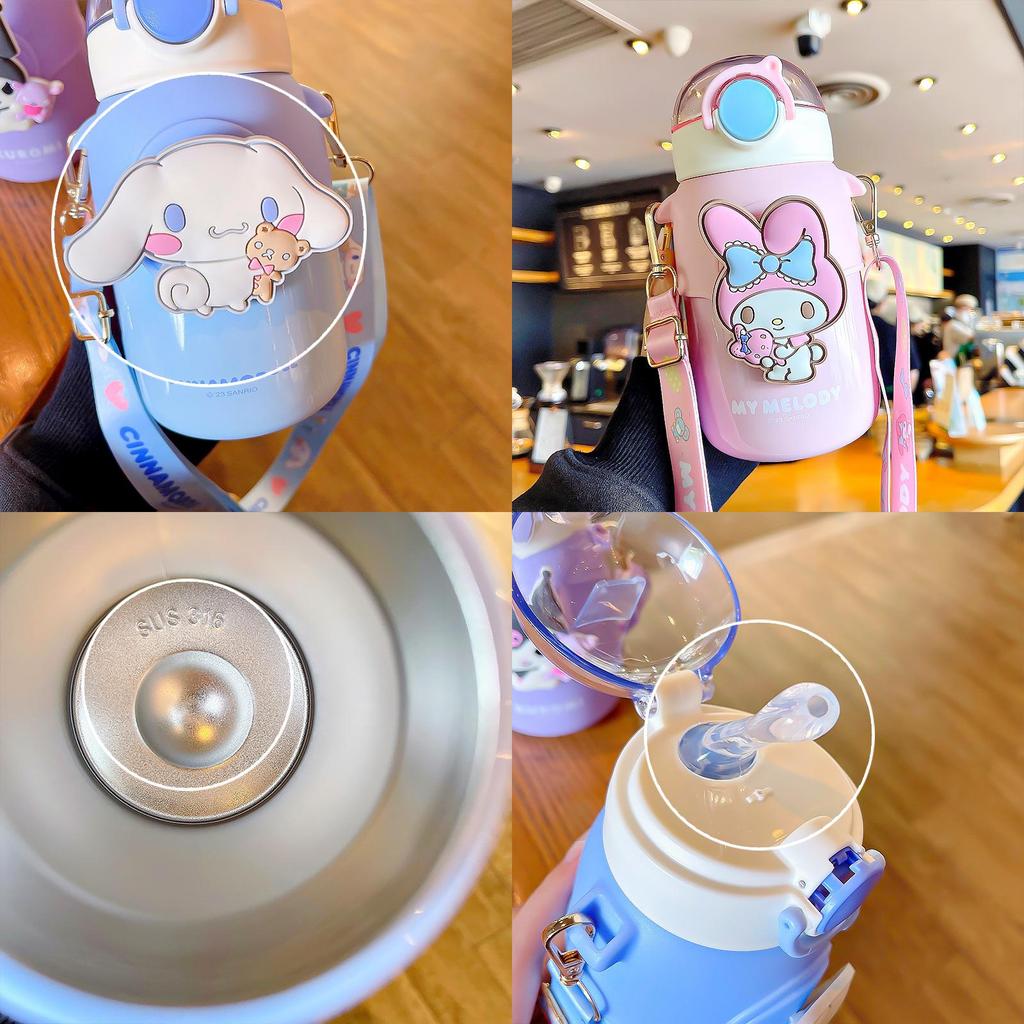 High-quality Cartoon Style Insulated Cup For Girls 570ml With Shoulder Strap And Lock Button
