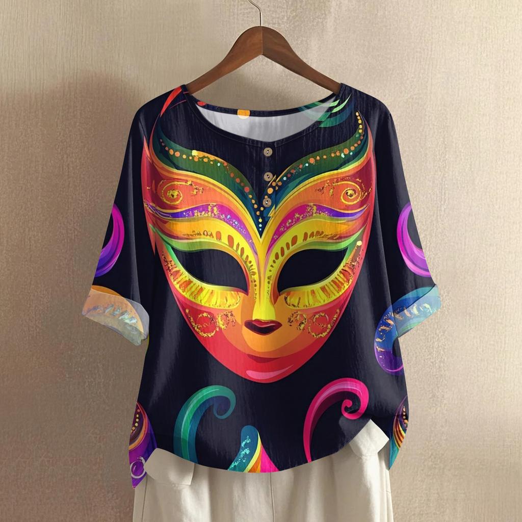 Damska Modna I Codzienna Koszula Z Krótkim Rękawem Z Okrągłym Dekoltem Bawełniana I Lniana Bluzka Top