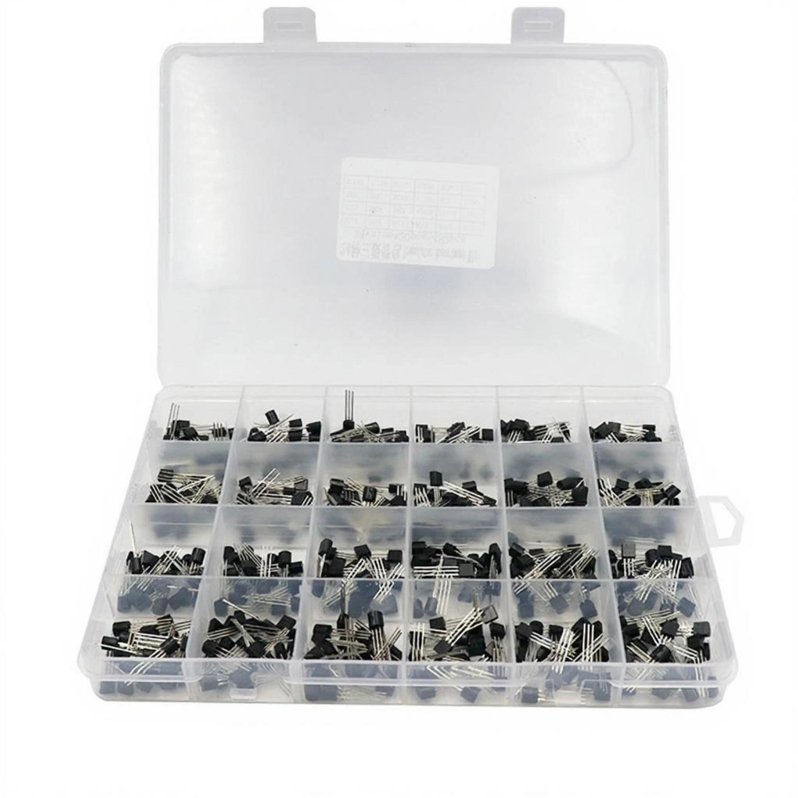 

Pack of 480 Transistors Covering 24 Popular Specifications in TO 92 Package Accompanied by 24 Slot Storage Organizers 1