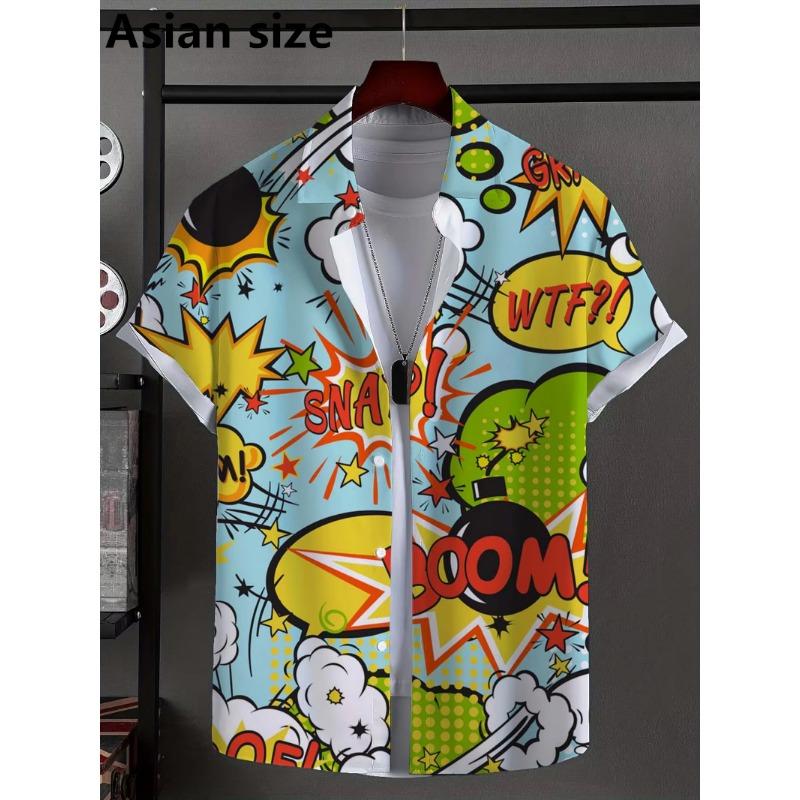 2025 New Men's Shirt 3D Print Anime Pattern Button Up Shirt Fashion Casual New Unisex Shirt Vacation Lapel Short Sleeves Blouse