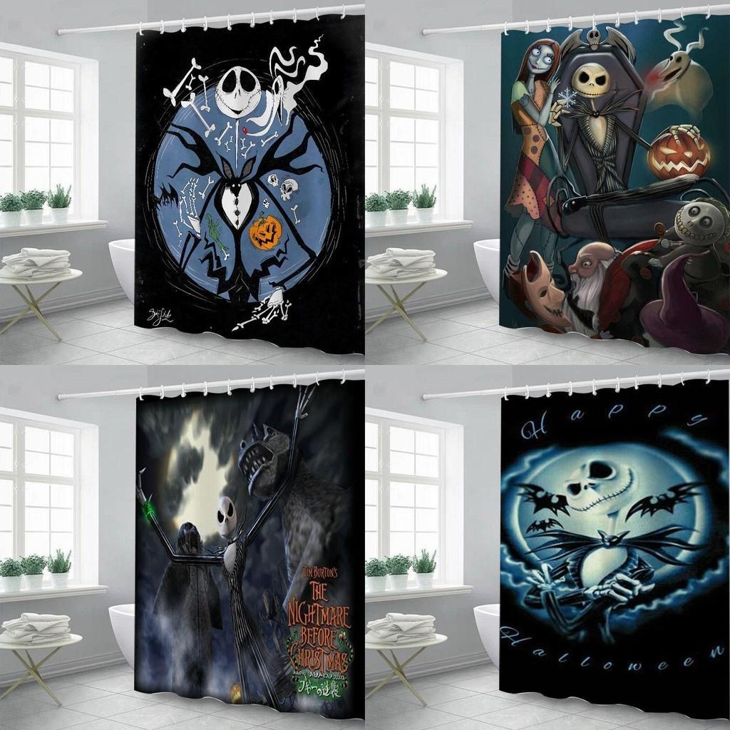 Vibrant And Colorful The Nightmare Before Christmas Shower Curtain With Hooks For Bathrooms