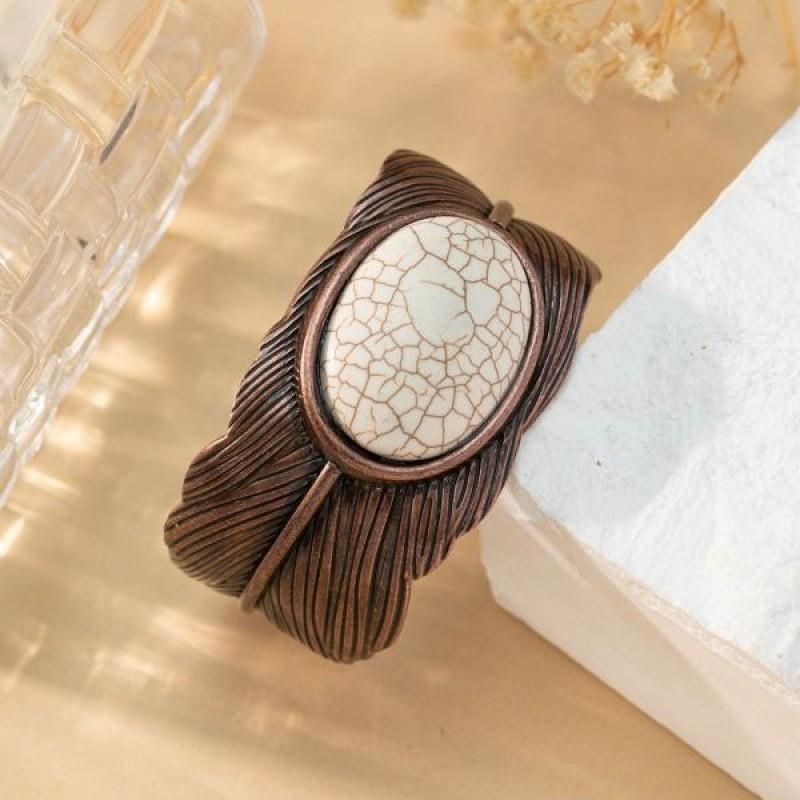 Bohemian Peacock Feather Bracelet Iron Alloy Electroplated Vintage Style Statement Jewelry Women