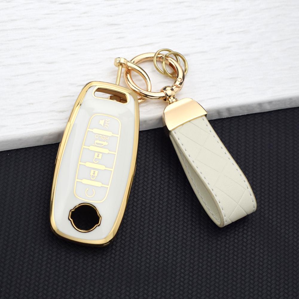 TPU Key Fob Cover for Nissan Rogue Kicks Pathfinder Qashqai J12 Ariya Altima Premium 5 Buttons Soft Key Case Holder Accessories