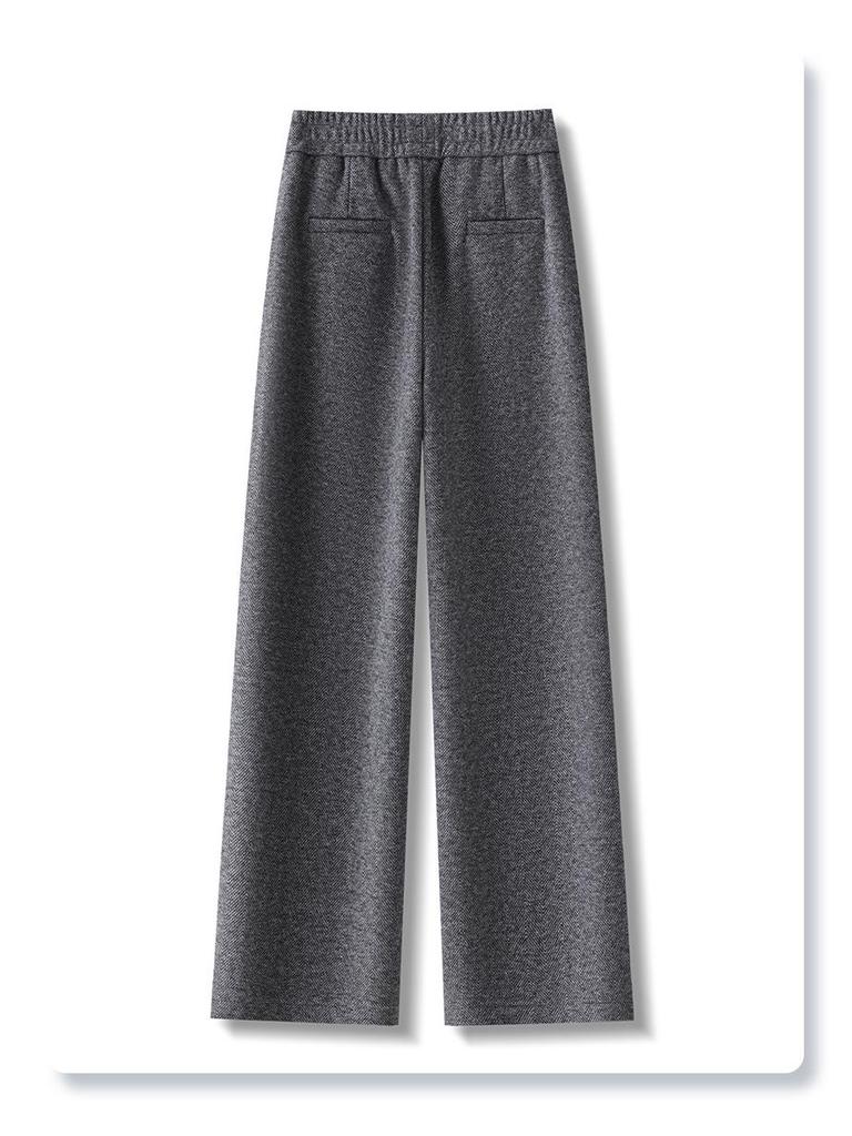 Oatmeal High-Waist Slimming Wide-Leg Pants for Women - 2024 Autumn/Winter Collection
