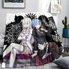 1 Stück Re Zero gemusterte Flanelldecke Geeignet für alle Jahreszeiten Für Heimdekoration Wärme und Komfort Geschenke Feiertagsgeschenk