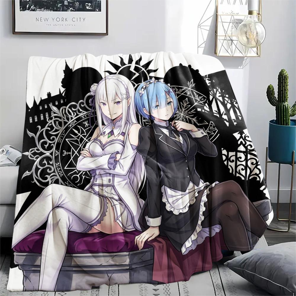 1 Stück Re Zero gemusterte Flanelldecke Geeignet für alle Jahreszeiten Für Heimdekoration Wärme und Komfort Geschenke Feiertagsgeschenk