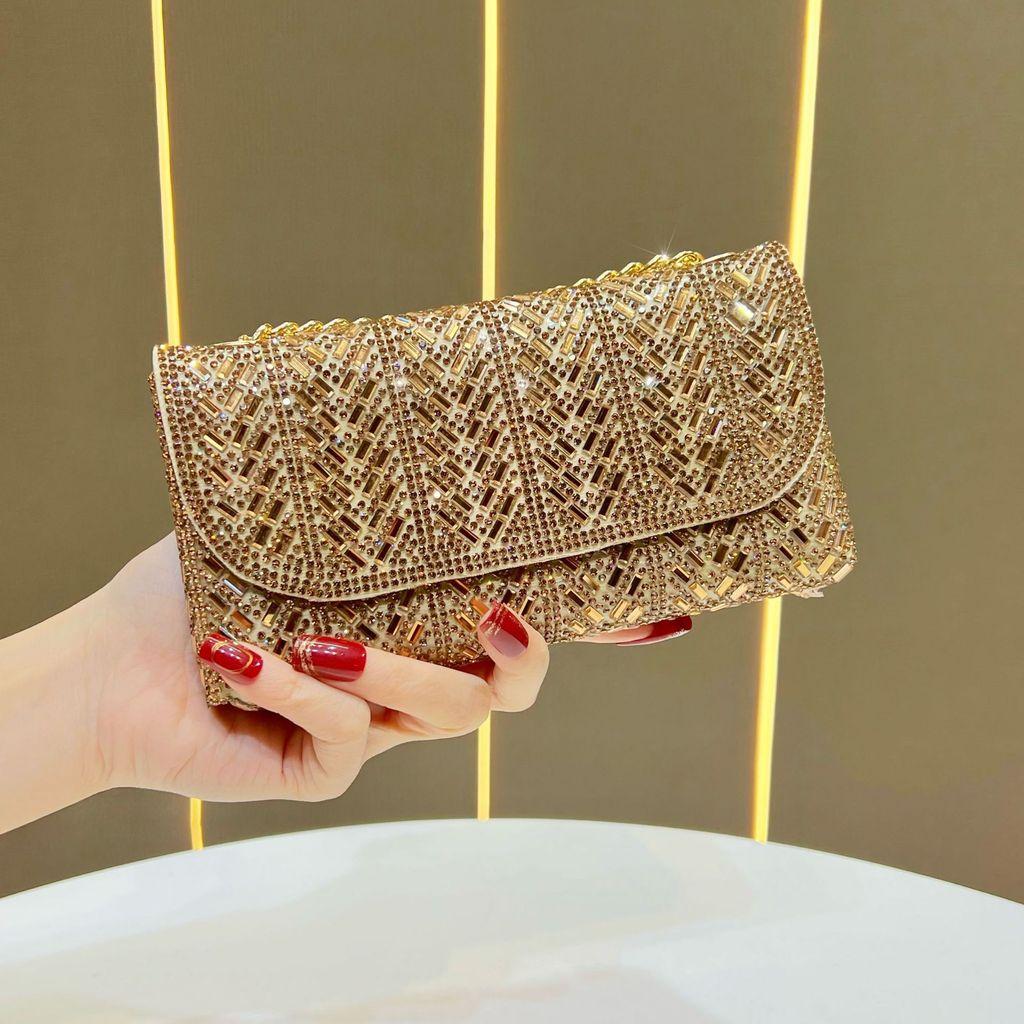 Crossborder Womens Chain Bag With Diamond Embellishments For Evening Outfits
