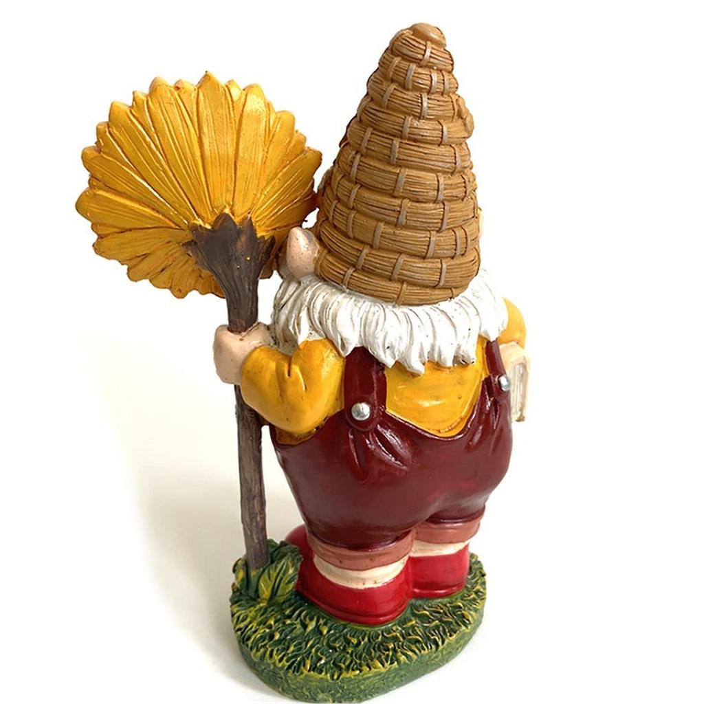 Sunflower Honey Gnome Ornament Resin Dwarf Figurine Outdoor Garden Sculpture For Lawn Patio Patio Decor