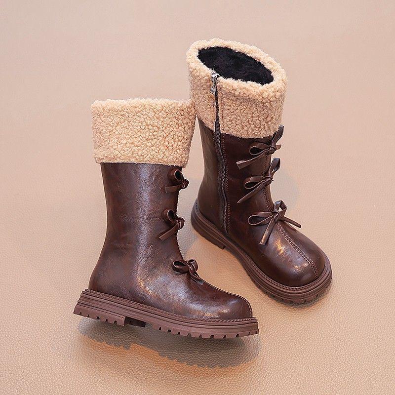 Girls' Velvet Knee-High Fashion Princess Leather Boots - Winter/Autumn Snow Boots