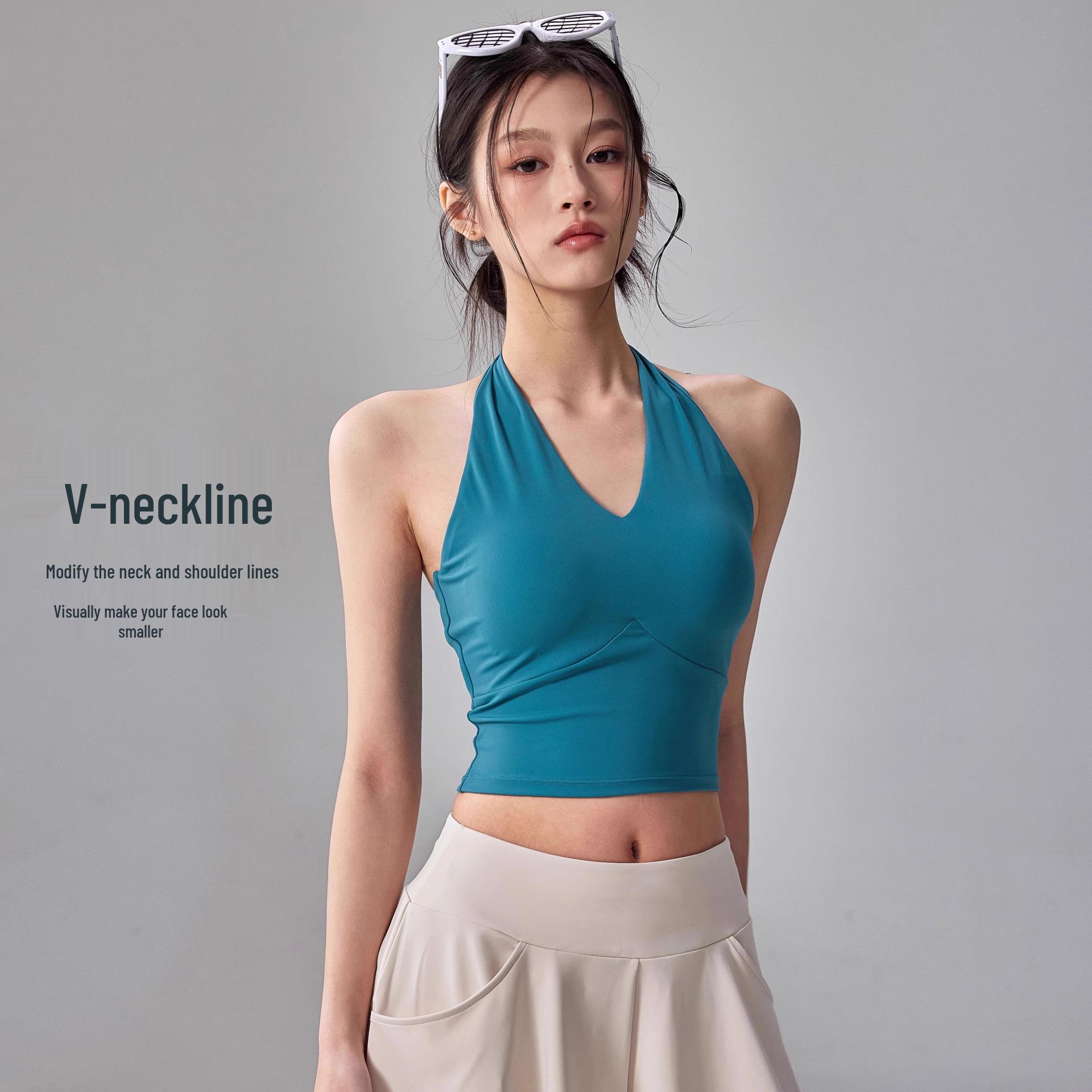 

Women s Shockproof Halter Sports Vest: Slimming Yoga & Running Outerwear Large белый