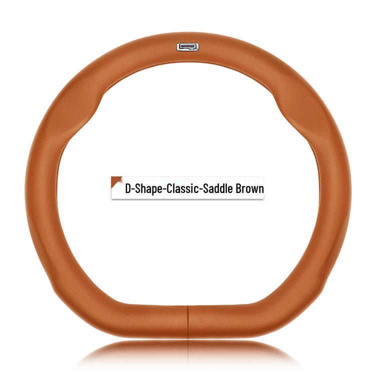 Qoros 7/5 D-Form Echtleder Lenkradbezug, Rutschfest, Ultradünn, Universell für alle Jahreszeiten.