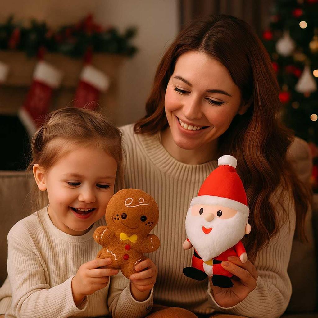 Iikuru Christmas Santa Plush Dolls, Set of 2, Ornamental Decorations