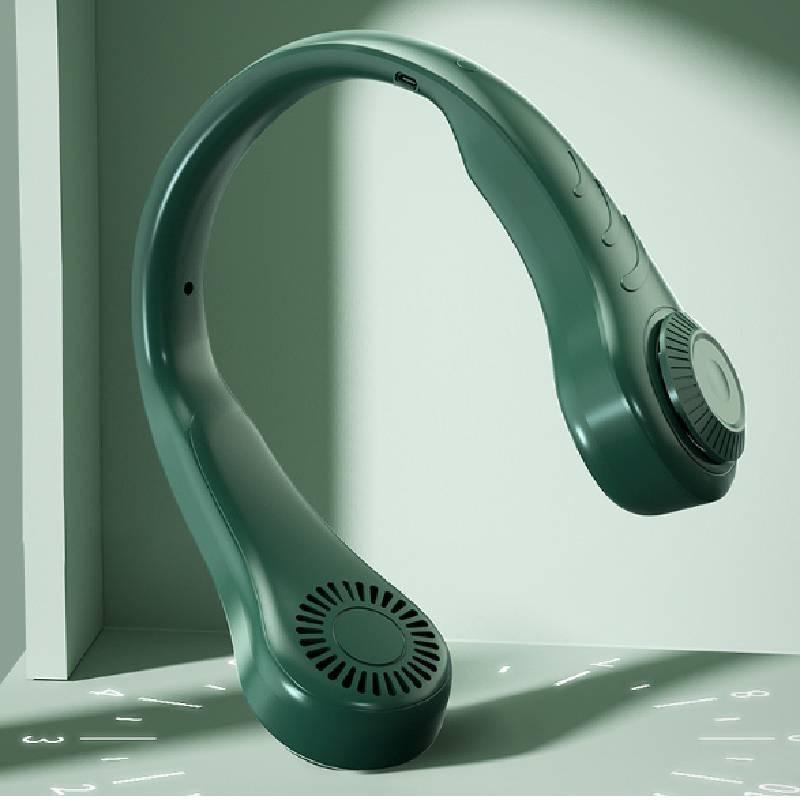 Portable Hanging Neck Fan Usb Rechargeable Brushless Motor White Low Noise