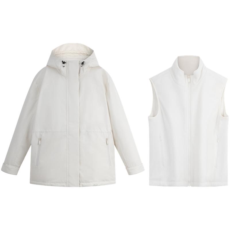 

Calvin Klein Windproof Waterproof Fleece Vest Three-In-One Down Jacket Women Jackets Milk-White J224596 XS