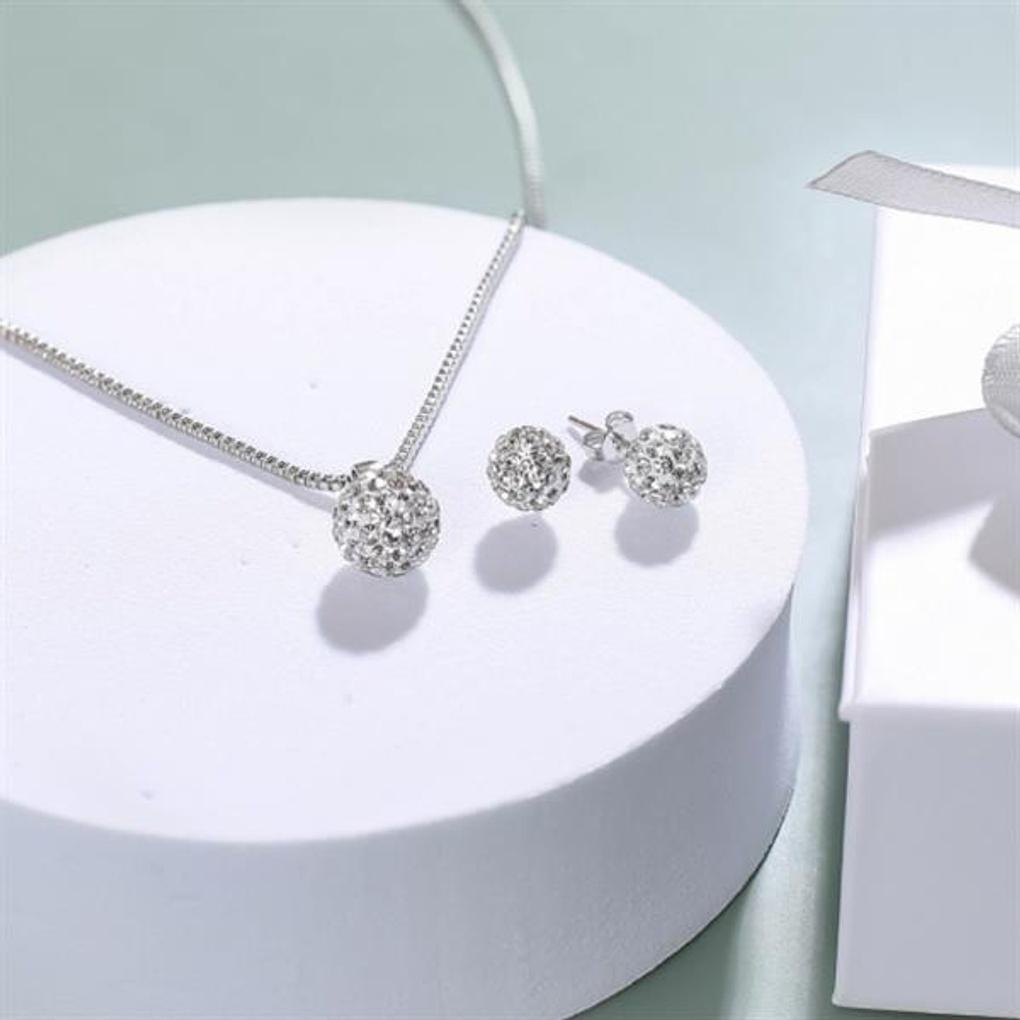 Shine Ball Necklace and Earrings Set Jewelry Gift Set