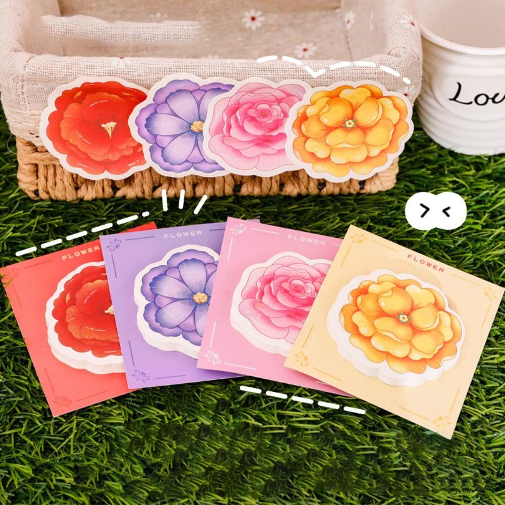 Small Fresh Memo Pad Kawaii Account Decorative Material Flower Sticky Notes  Diary