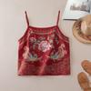 Cotton Linen Embroidered Vintage Sleeveless Tank Top For Women Summer Casual Wear
