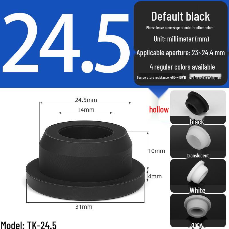 Black High-Temperature Resistant T-Shaped Silicone Stopper - Round Hole Rubber Gasket & Shock-Absorbing Blind Plug