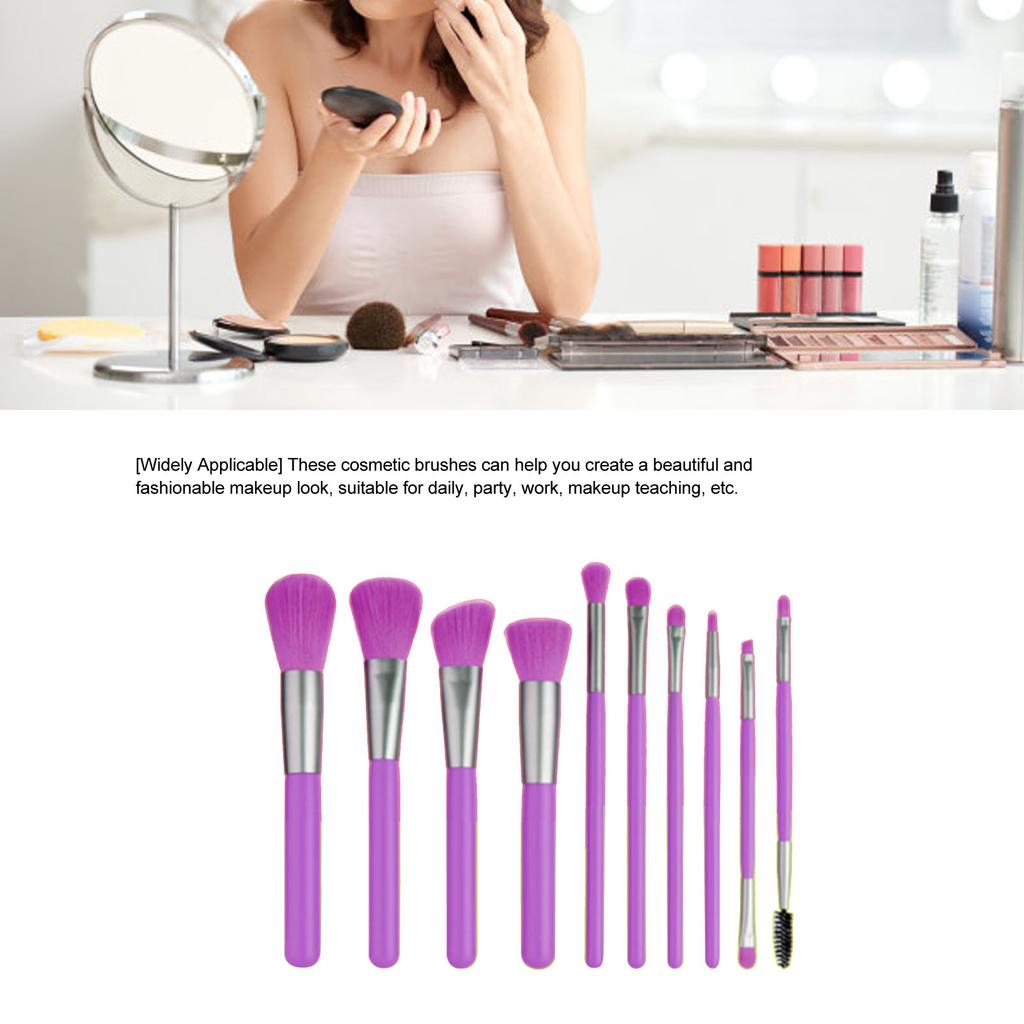 Makeup Brush Set Soft Bristles Wooden Handle Portable Face Makeup Brushes for Women Purple 10pcs